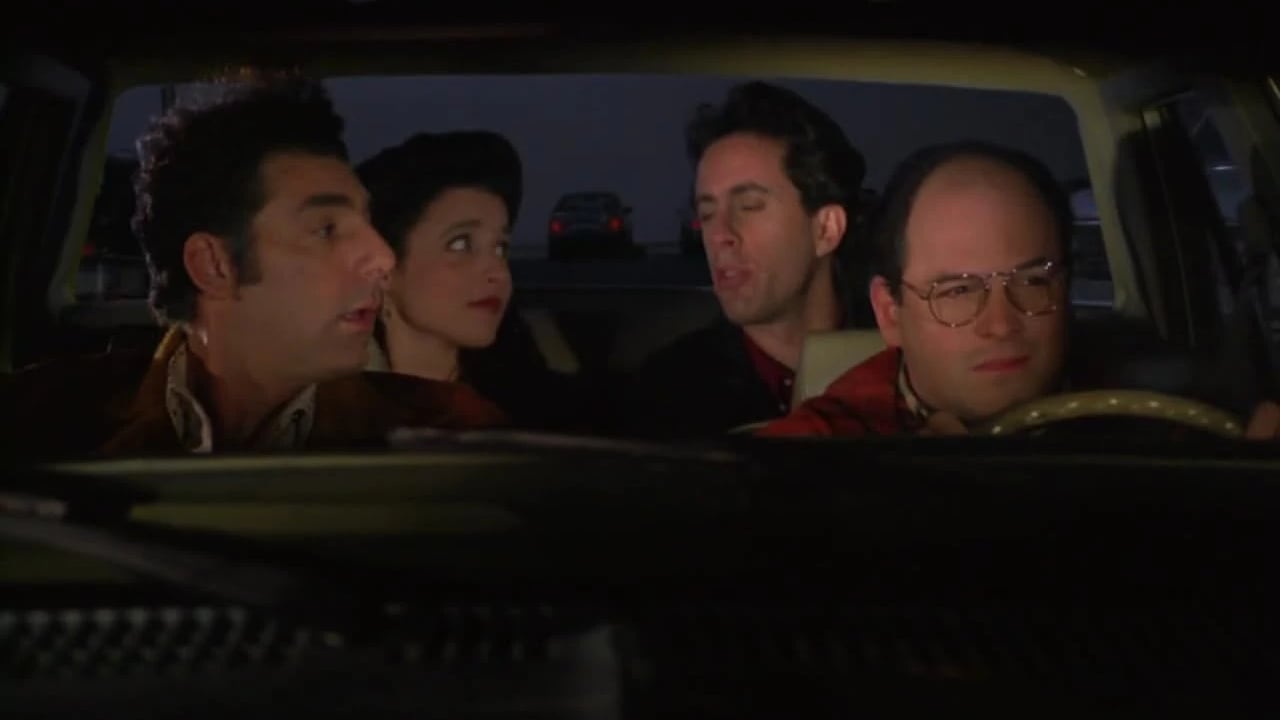 Julia Louis-Dreyfus, Jerry Seinfeld, Jason Alexander, and Michael Richards in Seinfeld (1989)